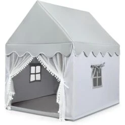 COSTWAY Tente De Jeux Pour Enfants, Cabane De Style Princesse En Coton, Cadeau Pour Garçons Et Filles