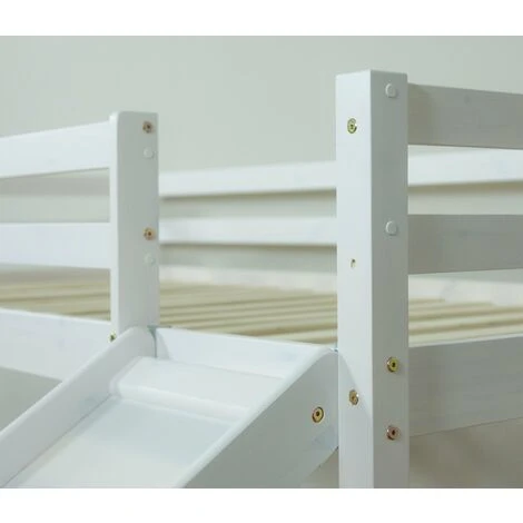 Lit Mezzanine 90x200cm Avec échelle Toboggan En Bois Blanc Et Toile Bleu Incluse 6 Lit Mezzanine 90x200cm Avec échelle Toboggan En Bois Blanc Et Toile Bleu Incluse – Image 4