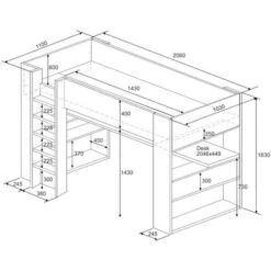 Lit Mezzanine Gamer NOAH Avec Bureau Et Rangements Intégrés - 90 X 200 Cm - Avec LEDs - Anthracite Et Rouge -ATMOSPHERA || Songmics Soldes Boutique 55881689 5