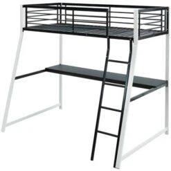 Lit Mezzanine MALICIA - 90 X 190 Cm - Bureau Intégré - Noir Et Blanc -ATMOSPHERA || Songmics Soldes Boutique 55881965 3
