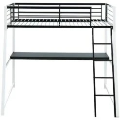 Lit Mezzanine MALICIA - 90 X 190 Cm - Bureau Intégré - Noir Et Blanc -ATMOSPHERA || Songmics Soldes Boutique 55881965 4