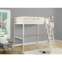 Lit Mezzanine GEDEON II - 140 X 190 Cm - Pin Massif - Blanchi