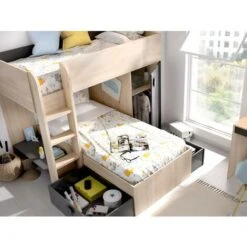 Lits Superposés Réversibles RICARDO - 2 X 90 X 190 Cm - Rangements Intégrés - Chêne Et Anthracite -ATMOSPHERA || Songmics Soldes Boutique 55885076 5