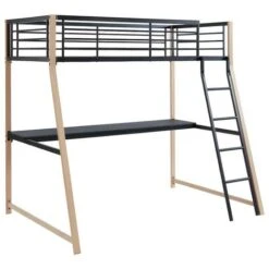 Lit Mezzanine MALICIA - 90 X 190 Cm - Bureau Intégré - Noir Et Chêne 9 Lit Mezzanine MALICIA - 90 X 190 Cm - Bureau Intégré - Noir Et Chêne -ATMOSPHERA || Songmics Soldes Boutique 55885122 3