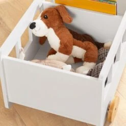 SoBuy KMB41-W Chariot Bibliothèque Pour Enfants, Coffre à Roulettes, Organisateur Pour Jouets Et Livres à 2 Compartiments Avec Roues Pour Chambre D'enfant, Blanc -ATMOSPHERA || Songmics Soldes Boutique 56625171 5