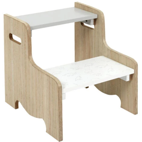 Paris Prix - Marchepied Pour Enfant Garçon 33cm Gris & Blanc 3 Paris Prix - Marchepied Pour Enfant Garçon 33cm Gris & Blanc