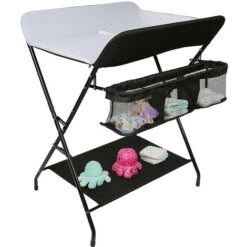 Table à Langer Pliante Avec Panier De Rangement Pour Nouveaux-Nés Chambre Bébé - Noir-blanc -ATMOSPHERA || Songmics Soldes Boutique 57342344 4