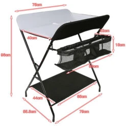 Table à Langer Pliante Avec Panier De Rangement Pour Nouveaux-Nés Chambre Bébé - Noir-blanc -ATMOSPHERA || Songmics Soldes Boutique 57342344 5