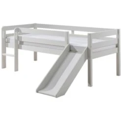 Paris Prix - Lit Enfant Surélevé & Toboggan Pino 90x200cm Blanc