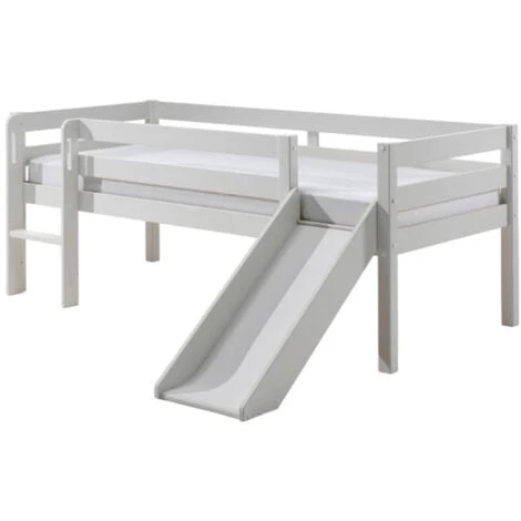 Paris Prix - Lit Enfant Surélevé & Toboggan Pino 90x200cm Blanc 3 Paris Prix - Lit Enfant Surélevé & Toboggan Pino 90x200cm Blanc