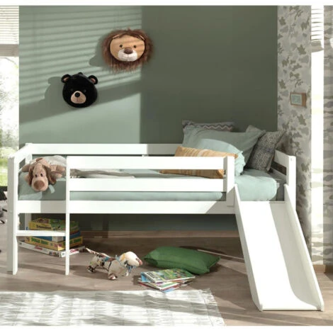 Paris Prix - Lit Enfant Surélevé & Toboggan Pino 90x200cm Blanc 4 Paris Prix - Lit Enfant Surélevé & Toboggan Pino 90x200cm Blanc – Image 2