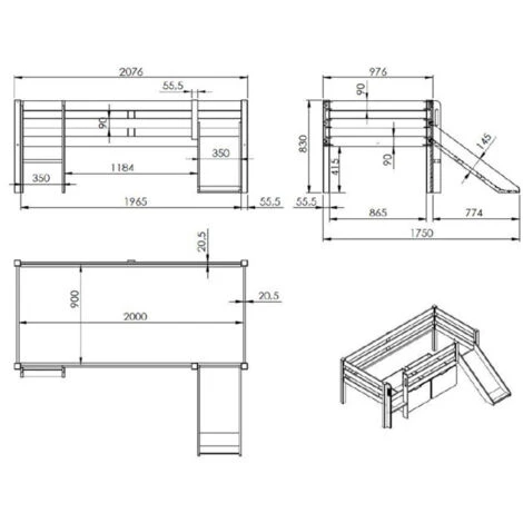 Paris Prix - Lit Enfant Surélevé & Toboggan Pino 90x200cm Blanc 7 Paris Prix - Lit Enfant Surélevé & Toboggan Pino 90x200cm Blanc – Image 5