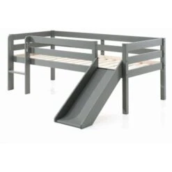 Paris Prix - Lit Enfant Surélevé & Toboggan Pino 90x200cm Gris