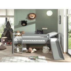 Paris Prix - Lit Enfant Surélevé & Toboggan Pino 90x200cm Gris -ATMOSPHERA || Songmics Soldes Boutique 59288986 3