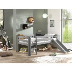 Paris Prix - Lit Enfant Surélevé & Toboggan Pino 90x200cm Gris -ATMOSPHERA || Songmics Soldes Boutique 59288986 4