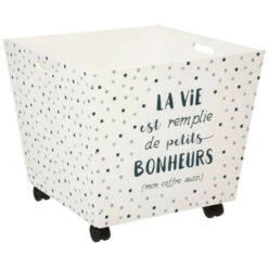 Coffre à Jouets XXL à Roulettes Forme évasé Atmosphera - Bleu & Gris
