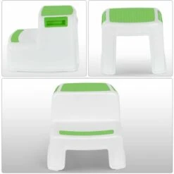 MINKUROW Marche Pied Enfant, Escabeau Enfant, Petit Tabouret Plastique, Marchepied 2 Marches Antidéparant En Bas Âge Pour Apprentissage De La Propreté / Salle De Bains / Cuisine Vert -ATMOSPHERA || Songmics Soldes Boutique 59478739 5