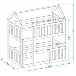 Lit Superposé Cabane Mini 90x190 Pin Livré Avec Sommiers -ATMOSPHERA || Songmics Soldes Boutique 60051969 3