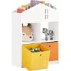 SoBuy KMB49-W Meuble De Rangement Pour Livres Et Jouets Pour Enfant, Étagère à Livres Pour Enfants Mini Bibliothèque En Forme De Maison Pour Chambre D'enfants, 2 Paniers