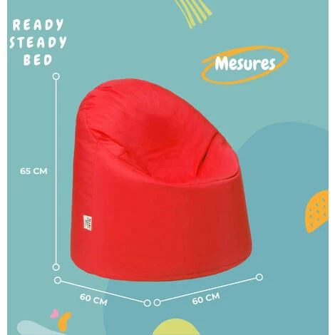 Ready Steady Bed Sac à Haricots Pour Les Enfants, Intérieur Confortable BeanBag Siège,Résistant à L'eau, Perles D'EPS Remplies Sac à Haricots Les Enfants Chaise,H65xL60xW60cm, Rouge 4 Ready Steady Bed Sac à Haricots Pour Les Enfants, Intérieur Confortable BeanBag Siège,Résistant à L'eau, Perles D'EPS Remplies Sac à Haricots Les Enfants Chaise,H65xL60xW60cm, Rouge – Image 2