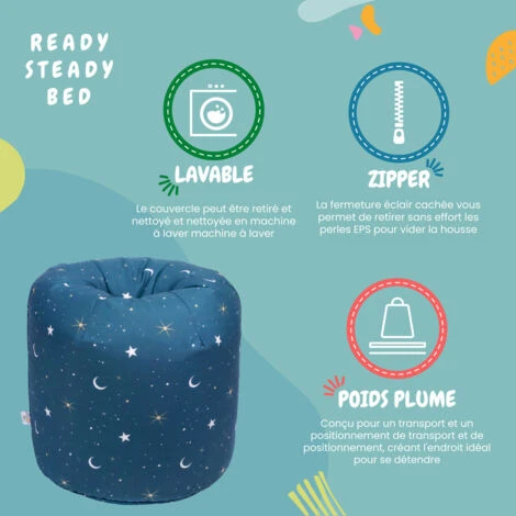 Ready Steady Bed Poufs Pour L'intérieur Pour Enfants, Poufs De Salon, Moonlight 7 Ready Steady Bed Poufs Pour L'intérieur Pour Enfants, Poufs De Salon, Moonlight – Image 5
