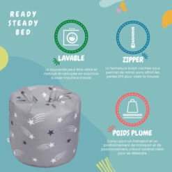 Ready Steady Bed Fauteuil Poire Pour Tout-petit Chaise, Playroom Beanbags, Rond & Imprimé Sac à Haricots Avec Personnages Pour Enfants, Gosse Fauteuil Pouf Rempli De Perles EPS, Étoiles Filantes -ATMOSPHERA || Songmics Soldes Boutique 60309739 5