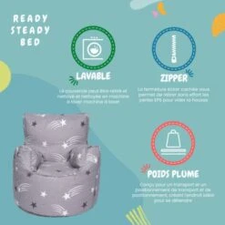 Ready Steady Bed Intérieur Tout-petits Sac à Haricots Chaise, Imprimé Sac à Haricots Avec Personnages Pour Enfants, Gosse Fauteuil Pouf Rempli De Perles EPS, H60xL50xW50cm, Étoiles Filantes -ATMOSPHERA || Songmics Soldes Boutique 60309760 5