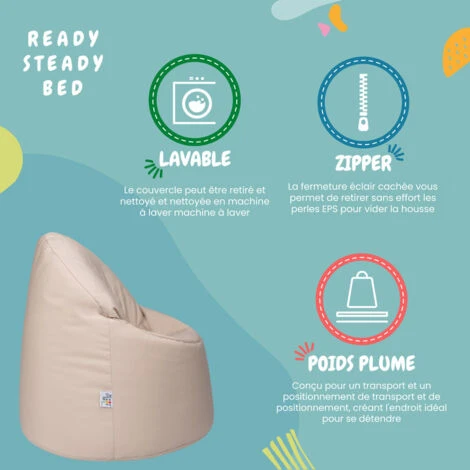 Ready Steady Bed Sac à Haricots Pour Les Enfants, Intérieur Confortable BeanBag Siège,Résistant à L'eau, Perles D'EPS Remplies Sac à Haricots Les Enfants Chaise,H65xL60xW60cm, Pierre 7 Ready Steady Bed Sac à Haricots Pour Les Enfants, Intérieur Confortable BeanBag Siège,Résistant à L'eau, Perles D'EPS Remplies Sac à Haricots Les Enfants Chaise,H65xL60xW60cm, Pierre – Image 5