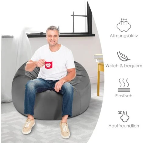 RELAX4LIFE Pouf Géant En Forme De Poire Avec Remplissage D’Éponge, Pouf Poire Avec Housse En Peluche Courte à Fermeture Éclair, Pouf Confortable, Capacité De Charge 150 KG, Pour Salon/Terrasse (Gris) 5 RELAX4LIFE Pouf Géant En Forme De Poire Avec Remplissage D’Éponge, Pouf Poire Avec Housse En Peluche Courte à Fermeture Éclair, Pouf Confortable, Capacité De Charge 150 KG, Pour Salon/Terrasse (Gris) – Image 3