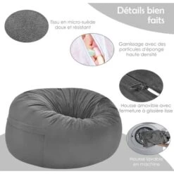 RELAX4LIFE Pouf Géant En Forme De Poire Avec Remplissage D’Éponge, Pouf Poire Avec Housse En Peluche Courte à Fermeture Éclair, Pouf Confortable, Capacité De Charge 150 KG, Pour Salon/Terrasse (Gris) 10 RELAX4LIFE Pouf Géant En Forme De Poire Avec Remplissage D’Éponge, Pouf Poire Avec Housse En Peluche Courte à Fermeture Éclair, Pouf Confortable, Capacité De Charge 150 KG, Pour Salon/Terrasse (Gris) -ATMOSPHERA || Songmics Soldes Boutique 60464706 4