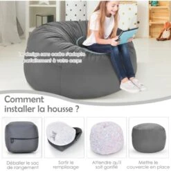 RELAX4LIFE Pouf Géant En Forme De Poire Avec Remplissage D’Éponge, Pouf Poire Avec Housse En Peluche Courte à Fermeture Éclair, Pouf Confortable, Capacité De Charge 150 KG, Pour Salon/Terrasse (Gris) 11 RELAX4LIFE Pouf Géant En Forme De Poire Avec Remplissage D’Éponge, Pouf Poire Avec Housse En Peluche Courte à Fermeture Éclair, Pouf Confortable, Capacité De Charge 150 KG, Pour Salon/Terrasse (Gris) -ATMOSPHERA || Songmics Soldes Boutique 60464706 5
