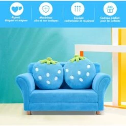 RELAX4LIFE Canapé Enfant 2 Places Avec Rembourrage En Éponge, Surface Peluche De Corail, Fauteuil Sofa Avec 2 Oreillers En Forme De Fraise Pour 3-7 Ans, 90X53X48 CM, Rose/Bleu (Bleu) 9 RELAX4LIFE Canapé Enfant 2 Places Avec Rembourrage En Éponge, Surface Peluche De Corail, Fauteuil Sofa Avec 2 Oreillers En Forme De Fraise Pour 3-7 Ans, 90X53X48 CM, Rose/Bleu (Bleu) -ATMOSPHERA || Songmics Soldes Boutique 60464770 3