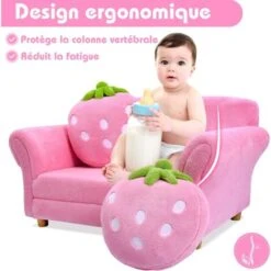 RELAX4LIFE Canapé Enfant 2 Places Avec Rembourrage En Éponge, Surface Peluche De Corail, Fauteuil Sofa Avec 2 Oreillers En Forme De Fraise Pour 3-7 Ans, 90X53X48 CM, Rose/Bleu (Rose) 8 RELAX4LIFE Canapé Enfant 2 Places Avec Rembourrage En Éponge, Surface Peluche De Corail, Fauteuil Sofa Avec 2 Oreillers En Forme De Fraise Pour 3-7 Ans, 90X53X48 CM, Rose/Bleu (Rose) -ATMOSPHERA || Songmics Soldes Boutique 60464902 2