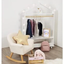 Penderie Enfant à Roulettes Coloris Blanc - L.80,5 X L.36 X H.120 Cm -PEGANE- -ATMOSPHERA || Songmics Soldes Boutique 62049694 2