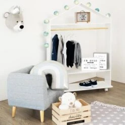 Penderie Enfant à Roulettes Coloris Blanc - L.80,5 X L.36 X H.120 Cm -PEGANE- -ATMOSPHERA || Songmics Soldes Boutique 62049694 3