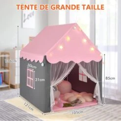 GOPLUS Tente De Jeu Pour Enfants Interieur Et Exterieur, Tipi De Jardin Pour Garcons Et Filles Avec Tapis Epais, Lumieres D'Etoile Compris, 105 X 120 X 140 CM (Rose(avec Lumieres)) -ATMOSPHERA || Songmics Soldes Boutique 63809173 2