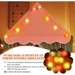 GOPLUS Tente De Jeu Pour Enfants Interieur Et Exterieur, Tipi De Jardin Pour Garcons Et Filles Avec Tapis Epais, Lumieres D'Etoile Compris, 105 X 120 X 140 CM (Rose(avec Lumieres)) -ATMOSPHERA || Songmics Soldes Boutique 63809173 4