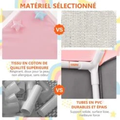 GOPLUS Tente De Jeu Pour Enfants Interieur Et Exterieur, Tipi De Jardin Pour Garcons Et Filles Avec Tapis Epais, Lumieres D'Etoile Compris, 105 X 120 X 140 CM (Rose(avec Lumieres)) -ATMOSPHERA || Songmics Soldes Boutique 63809173 5