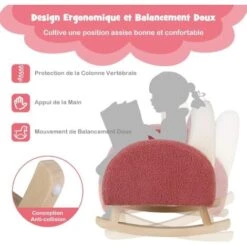 COSTWAY Fauteuil à Bascule Enfant, Fauteuil En Peluche Moderne Avec Pieds En Bois De Peuplier à Bascule Massif, Design Anti-Renversement, Aspect Mignon, Pour Enfant De 3 à 5 Ans -ATMOSPHERA || Songmics Soldes Boutique 64078299 4
