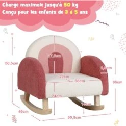 COSTWAY Fauteuil à Bascule Enfant, Fauteuil En Peluche Moderne Avec Pieds En Bois De Peuplier à Bascule Massif, Design Anti-Renversement, Aspect Mignon, Pour Enfant De 3 à 5 Ans -ATMOSPHERA || Songmics Soldes Boutique 64078299 5