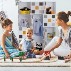 Relaxdays Étagère Modulable, Rangement Penderie, 8 Cases, 2 Tringles, Plastique, HxLxP: 145x110x37 Cm, Blanc-multicolore 9 Relaxdays Étagère Modulable, Rangement Penderie, 8 Cases, 2 Tringles, Plastique, HxLxP: 145x110x37 Cm, Blanc-multicolore -ATMOSPHERA || Songmics Soldes Boutique 65847968 3