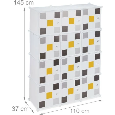 Relaxdays Étagère Modulable, Rangement Penderie, 8 Cases, 2 Tringles, Plastique, HxLxP: 145x110x37 Cm, Blanc-multicolore 6 Relaxdays Étagère Modulable, Rangement Penderie, 8 Cases, 2 Tringles, Plastique, HxLxP: 145x110x37 Cm, Blanc-multicolore – Image 4