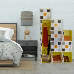 Relaxdays Étagère Modulable, Rangement Penderie, 8 Cases, 2 Tringles, Plastique, HxLxP: 145x110x37 Cm, Jaune-multicolore 8 Relaxdays Étagère Modulable, Rangement Penderie, 8 Cases, 2 Tringles, Plastique, HxLxP: 145x110x37 Cm, Jaune-multicolore -ATMOSPHERA || Songmics Soldes Boutique 65848034 2