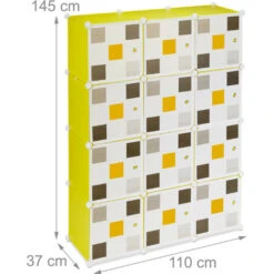 Relaxdays Étagère Modulable, Rangement Penderie, 8 Cases, 2 Tringles, Plastique, HxLxP: 145x110x37 Cm, Jaune-multicolore 10 Relaxdays Étagère Modulable, Rangement Penderie, 8 Cases, 2 Tringles, Plastique, HxLxP: 145x110x37 Cm, Jaune-multicolore -ATMOSPHERA || Songmics Soldes Boutique 65848034 4