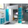 Lit Mezzanine 90 X 200 Cm Avec Armoire Et Bureau - Bleu Turquoise Et Blanc - NICOLAS -ATMOSPHERA || Songmics Soldes Boutique 65991795 1