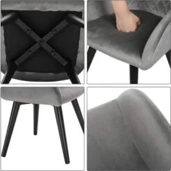 WOLTU Chaise Enfant Hauteur De L'assise 29cm.Petite Chaise Enfant En Velours Avec Dossier Structure En Métal. Gris -ATMOSPHERA || Songmics Soldes Boutique 69479976 4