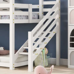 Lit Superposé 90x200cm, Lit Cabane Enfant Avec échelle Et Fenêtre, Cadre En Pin, Sommiers à Lattes Inclus, Multi Fonctions, Blanc -ATMOSPHERA || Songmics Soldes Boutique 70069695 3