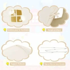 DREAMADE Tente Château Enfants Avec Fenêtres Ventilées ,Cabane Bébé Portable De Jeu Avec Tapis Antidérapant Intérieur Et Extérieur,Sac De Transport, De 3 Ans+ (Beige) -ATMOSPHERA || Songmics Soldes Boutique 71921900 4