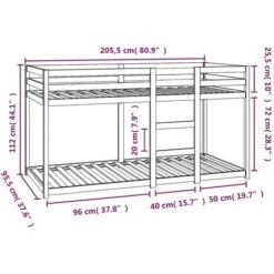 Lit Superposé Marron Miel 90x200 Cm Bois De Pin Massif VidaXL -ATMOSPHERA || Songmics Soldes Boutique 72267096 3