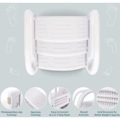 Marche Pieds Pour Enfant 3 Marches, Hauteurs Réglables, Avec Accoudoirs, Surface Anti-Dérapante, Escabeau Enfant Pour Toilette, Chambre D'enfant, Salle De Bain, Cuisine (Blanc) -ATMOSPHERA || Songmics Soldes Boutique 74496636 4